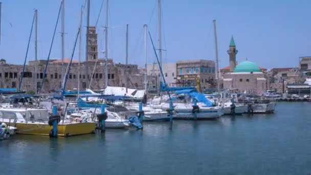 Port starego miasta Akko (Akre), timelapse — Wideo stockowe