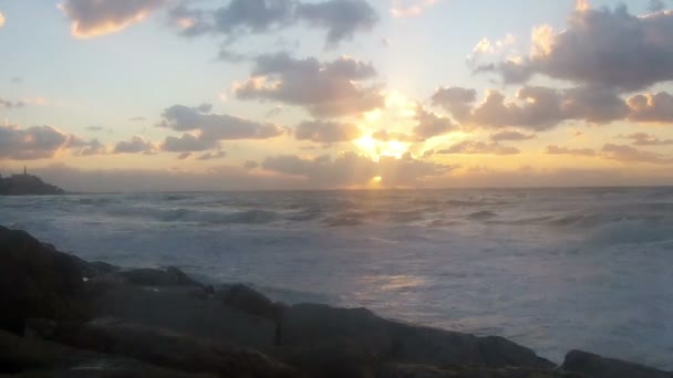 El paseo marítimo de Tel Aviv al atardecer3 — Vídeo de stock