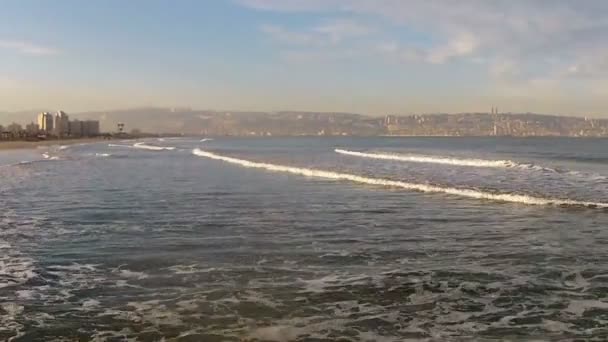 Bahía de Haifa y vistas de la ciudad al amanecer3 — Vídeos de Stock