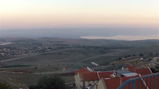 Vistas panorámicas de los Altos del Golán y el Mar de Galilea — Vídeo de stock