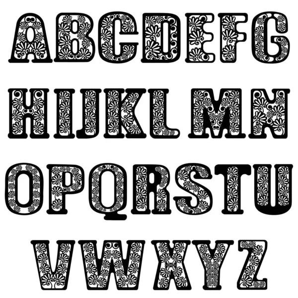 Laser Gesneden Alfabet Letters Sjabloon — Stockvector