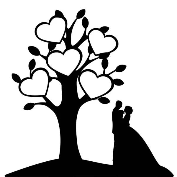 Деревом Цветами Птицами Сердцами Лицензионные Стоковые Иллюстрации