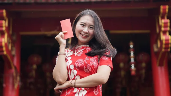 Asiatische Chinesische Frauen Mit Ang Pao Bei Vihara — Stockfoto