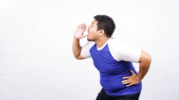 Retrato Engraçado Jovem Ásia Homem Gritando Gritando — Fotografia de Stock