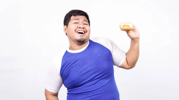 Asiatische Mann Bereit Hamburger Essen Isoliert Weißen Hintergrund — Stockfoto