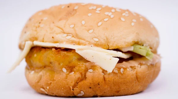 Бургер Пищи Нездоровой Пищи Изолированный Белый Фон — стоковое фото