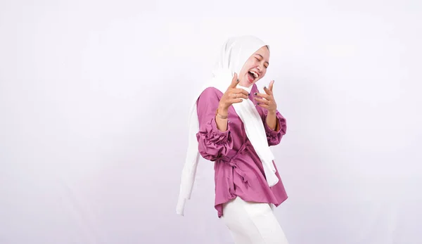 Hermosas Mujeres Hijab Designar Frente Aislado Fondo Blanco — Foto de Stock