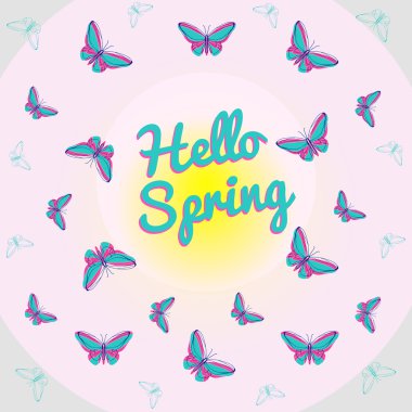 Merhaba bahar kartı buterflies ile