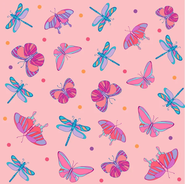 Бабочки и стрекозы — стоковый вектор