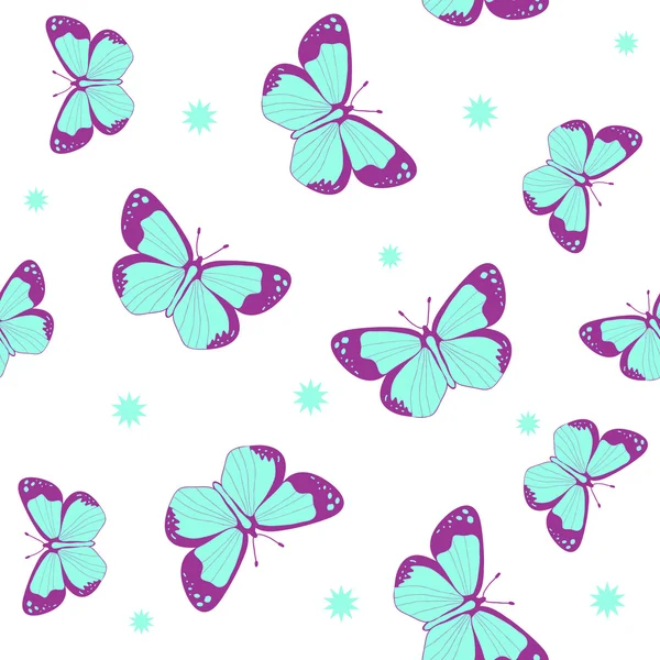 Бабочки бесшовный фон — стоковый вектор