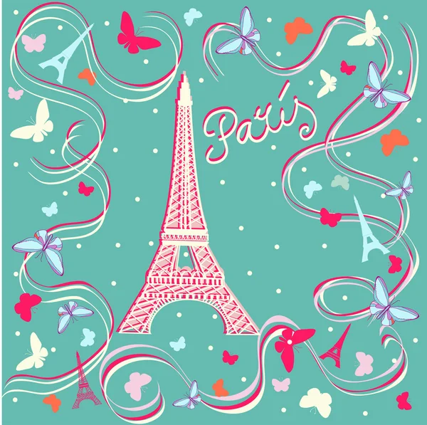 Cartão Torre Eiffel de Paris . —  Vetores de Stock