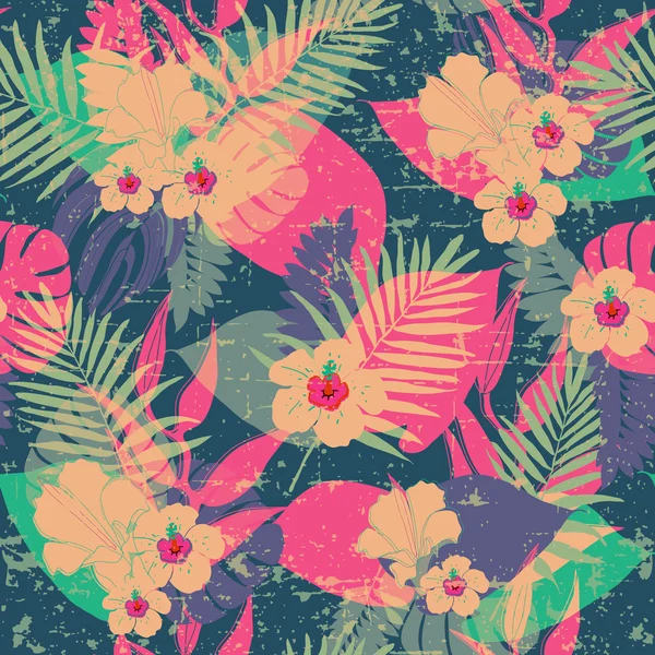 Egzotik yaprak ve çiçek deseni.