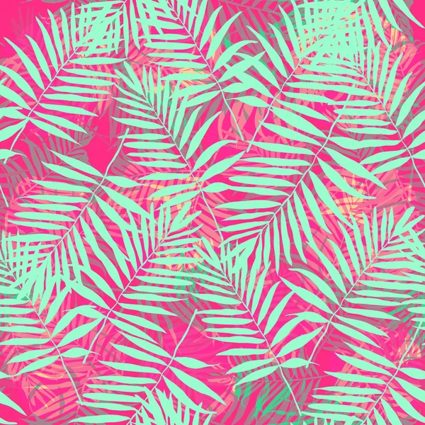 Tropische palm bladeren patroon — Stockvector
