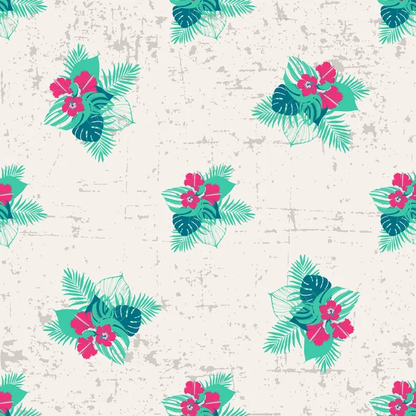 Floral impressão grunge fundo — Vetor de Stock