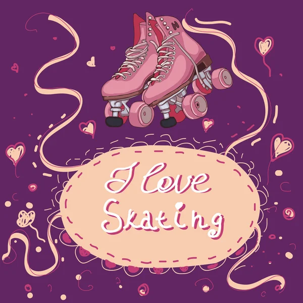 I love skating card. — Stock Vector