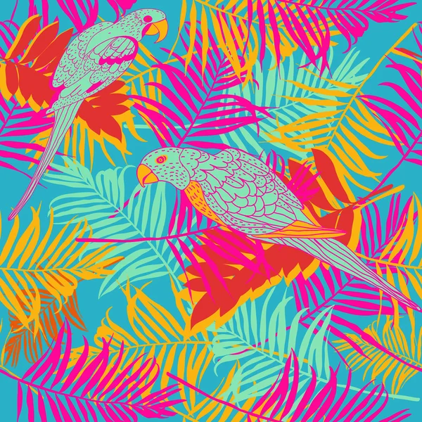 Palmiye yaprakları ile papağan