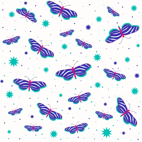 Шаблон с летающими бабочками — стоковый вектор