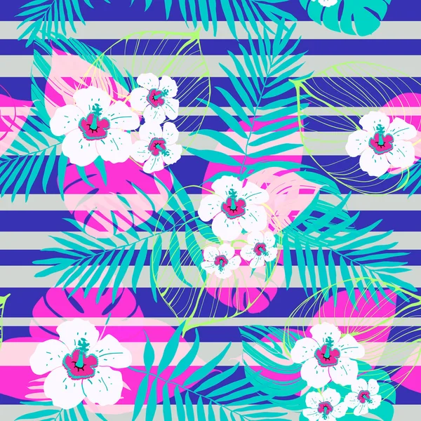 Seamless tropical  floral pattern — Stock Vector