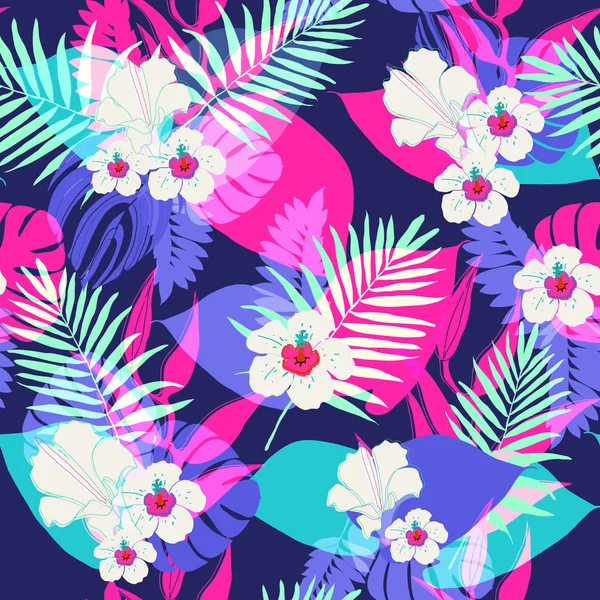 Modèle floral tropical sans couture — Image vectorielle