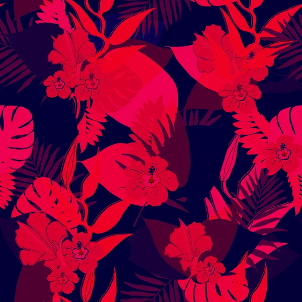 Seamless tropical floral pattern. — Stock Illustration Seamless tropical floral pattern. Stock Vector