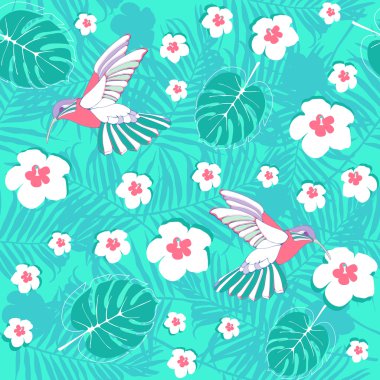 Tropical  background with birds clipart