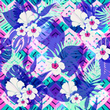 tropikal palmiye yaprağı deseni