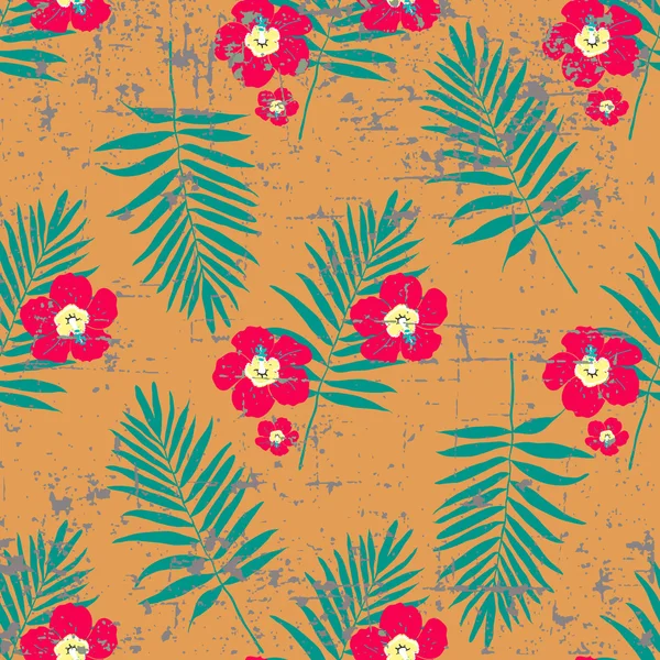 Egzotik yaprak ve çiçek deseni.