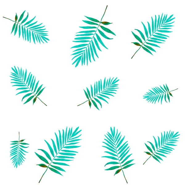 Suluboya palmiye yaprakları desen.