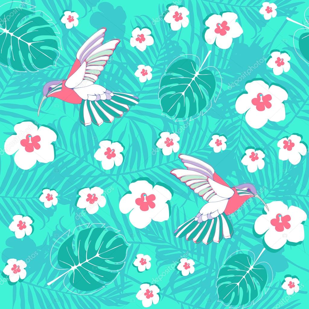 Tropical  background with birds