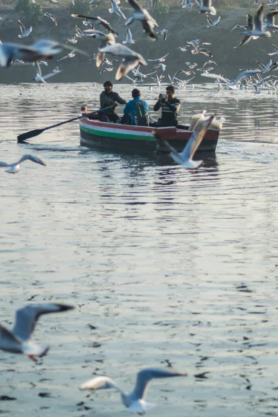 Typický Východ Slunce Dívá Yamuna Ghat Nachází Dillí — Stock fotografie