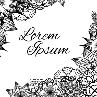 Siyah ve beyaz doodle çiçekler.