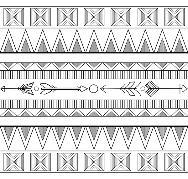 Textura tribal preta e branca com setas . — Vetor de Stock