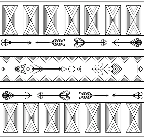 Textura tribal en blanco y negro con flechas — Archivo Imágenes Vectoriales