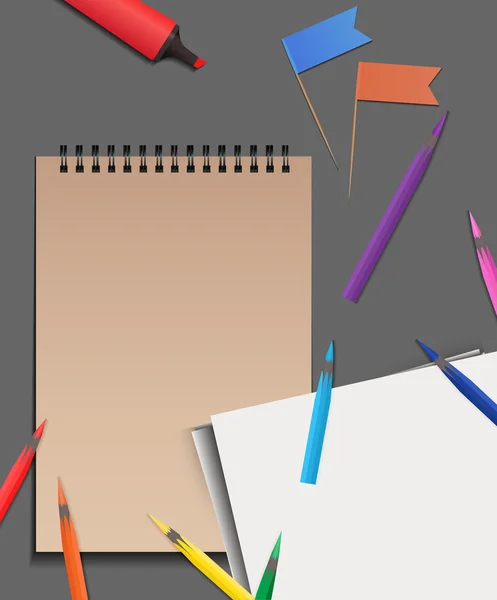 Set of stationery on a gray background. — Διανυσματικό Αρχείο