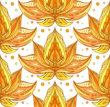 golden lotuses with boho pattern. clipart