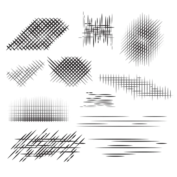 Set pencil strokes, halftone, engraving. — Stock Vector