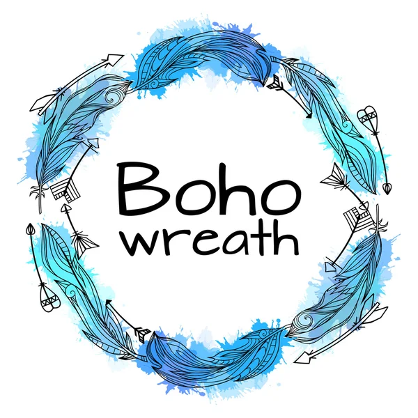 Elle çizilmiş tüyler çelenk  