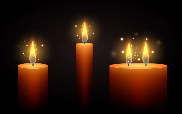 Conjunto de velas vectoriales en la oscuridad . — Archivo Imágenes Vectoriales