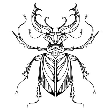 El çizilmiş vintage geyik böceği. 