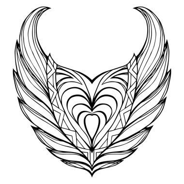 Elle çizilmiş vintage kanatlar. 