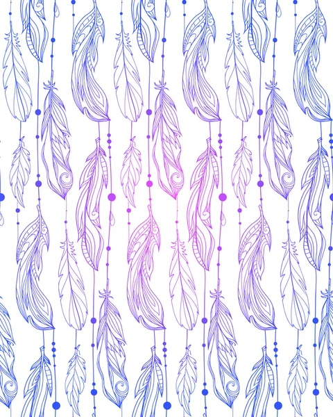 Plumes avec motif boho . — Image vectorielle