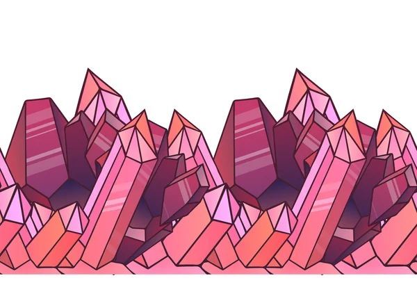 Karikatür pembe kristalleri ile dikişsiz sınır.  