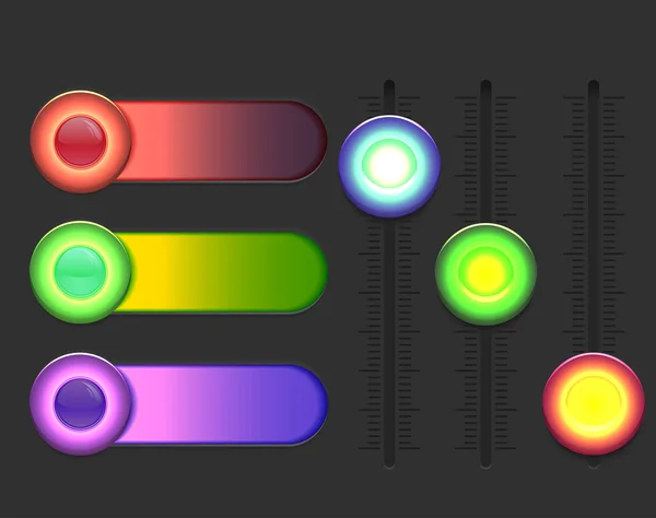 Ensemble de curseurs colorés lumineux . — Image vectorielle