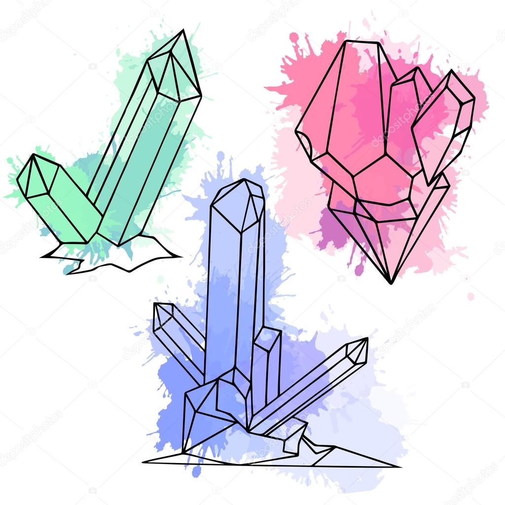 Set of various cartoon crystals — Stock Vector © veleri #107703422
