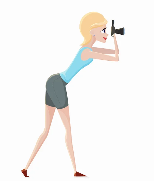 Vektor Cartoon Mädchen mit einer Kamera — Stockvektor
