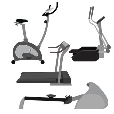 Düz illüstrasyon spor simülatörlerin seti.  