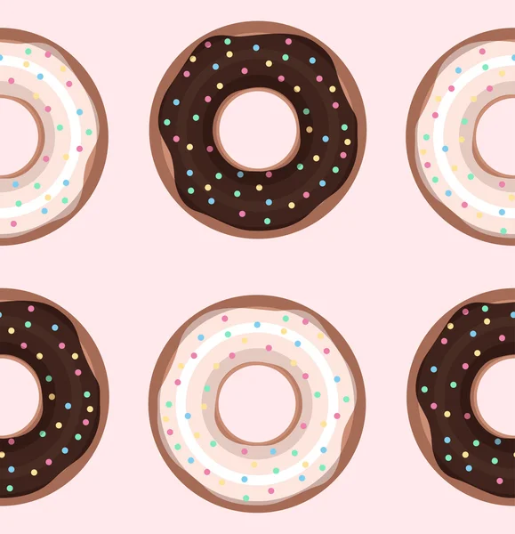 Seamless texture with donuts. — Stock Vector