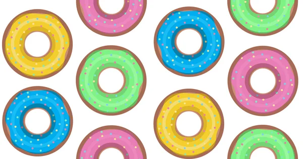 Textura sem costura com donuts . — Vetor de Stock