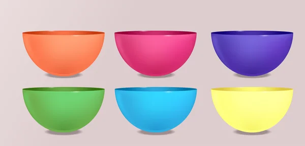 Ensemble de bols et tasses colorés . — Image vectorielle