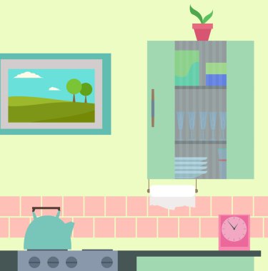 farklı öğeler ile mutfak.